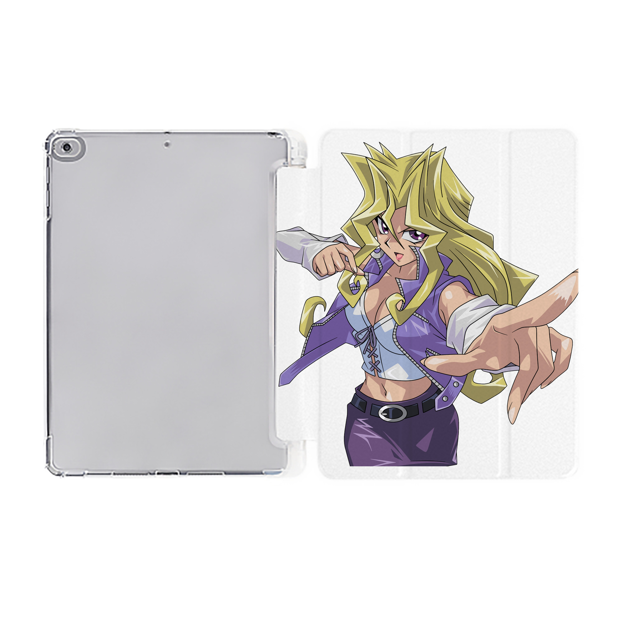 （画像用） 遊☆戯☆王 Yu-Gi-Oh! IPad ケース ペン収納付き 三つ折りスタンド PUレザー×シリコン 対応機種9.5/10.5/10.9インチ